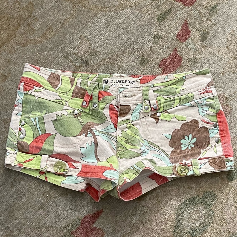 Italian floral denim shorts